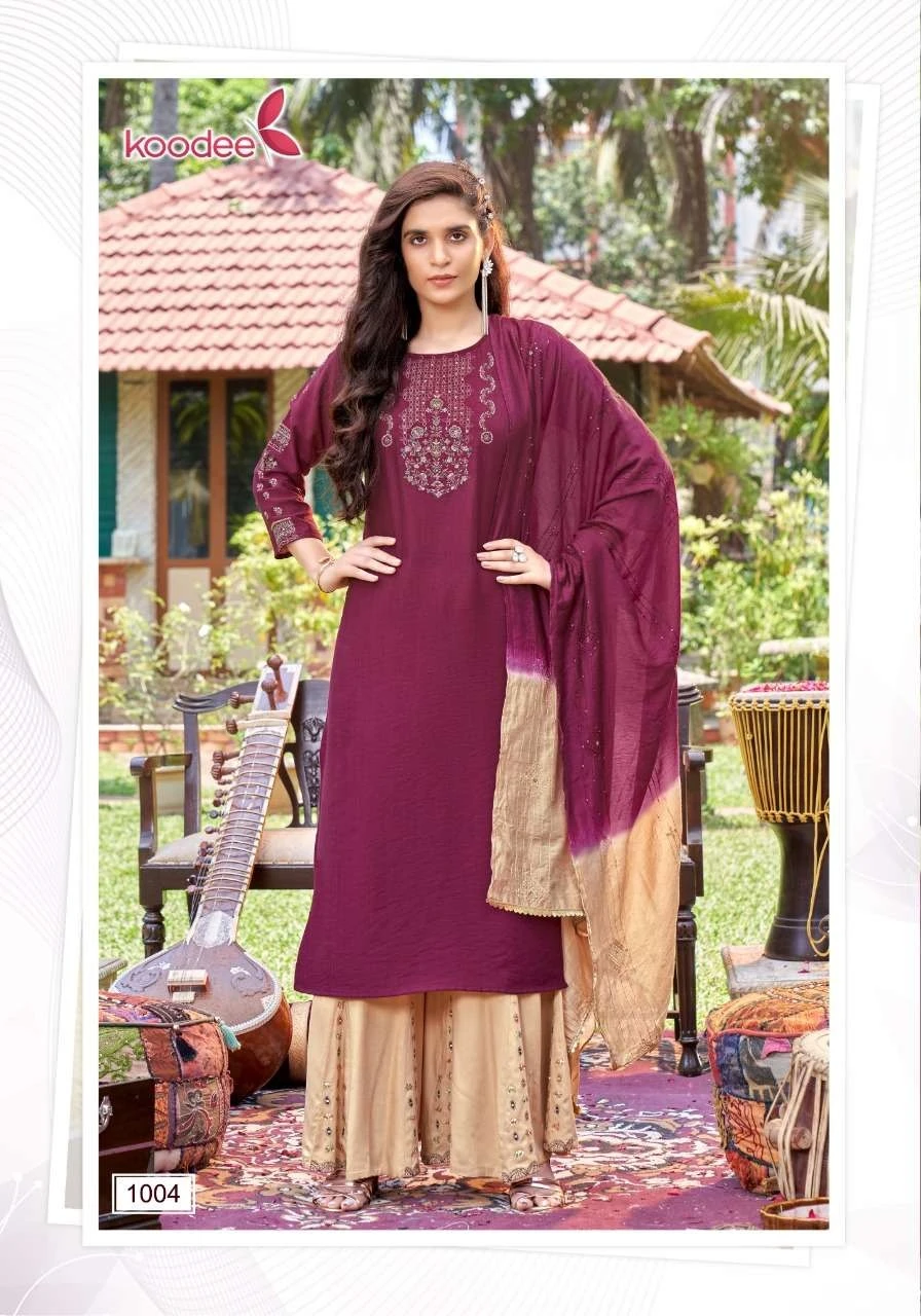 Koodee Sanaya 1 Heavy Chinon Wholesale Readymade Salwar Suit Catalog — Wholesale Salwar Suits, MPA wholesale from Surat - Gallery Image 5